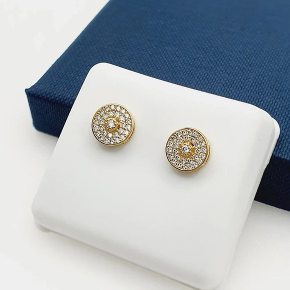 "14K Gold Plated Cubic Zircon Earrings, INUS1BR107 - Picture 3 of 10